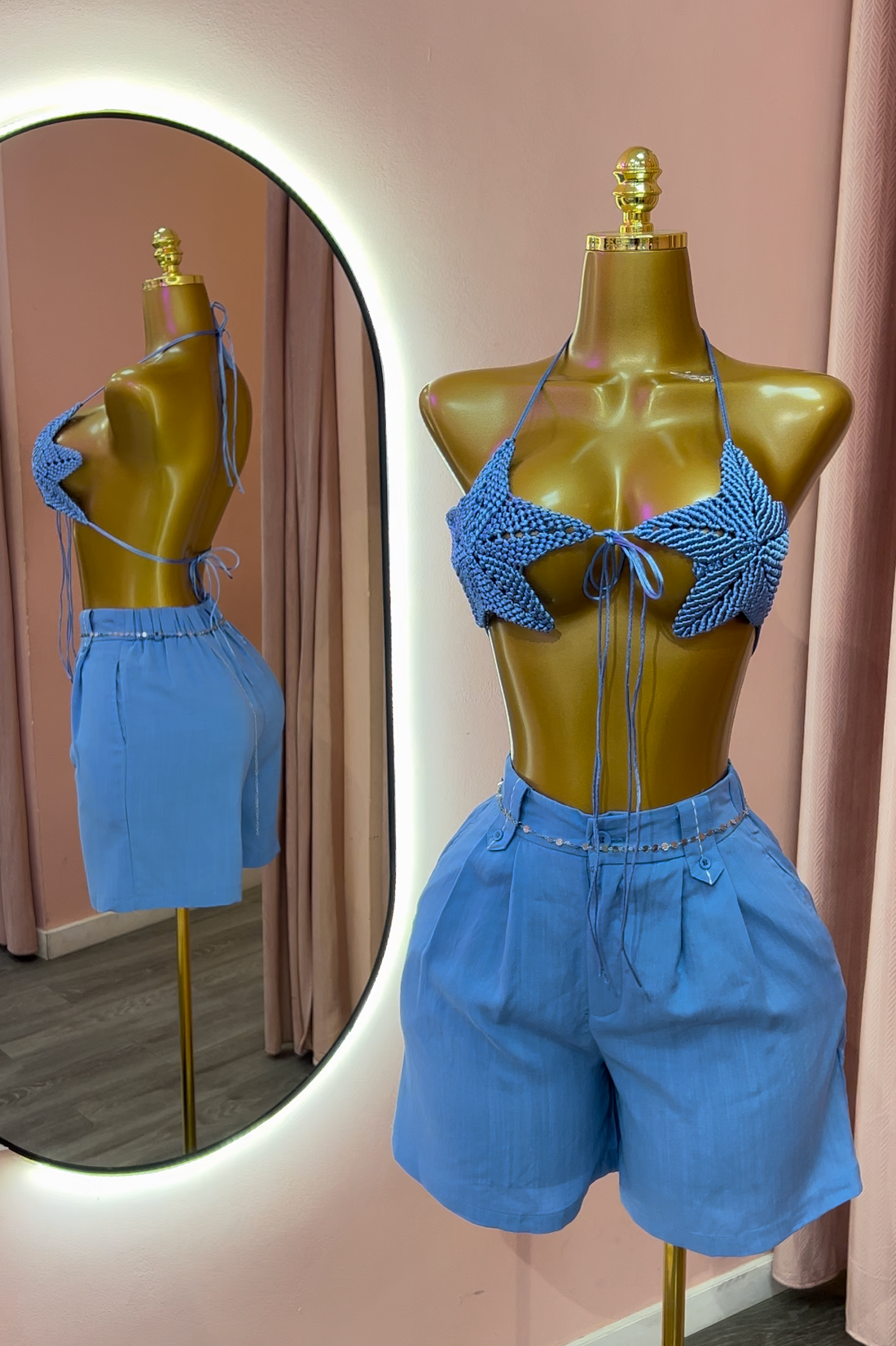 Top Crochet Estrellita Azul
